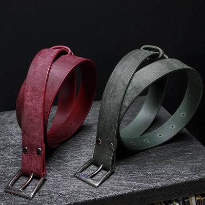 Cintura da Uomo in Pelle Maya - Green/Bordo – CraftPoint
