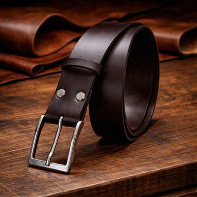 Cintura da Uomo in Vera Pelle - Marrone Scuro – CraftPoint